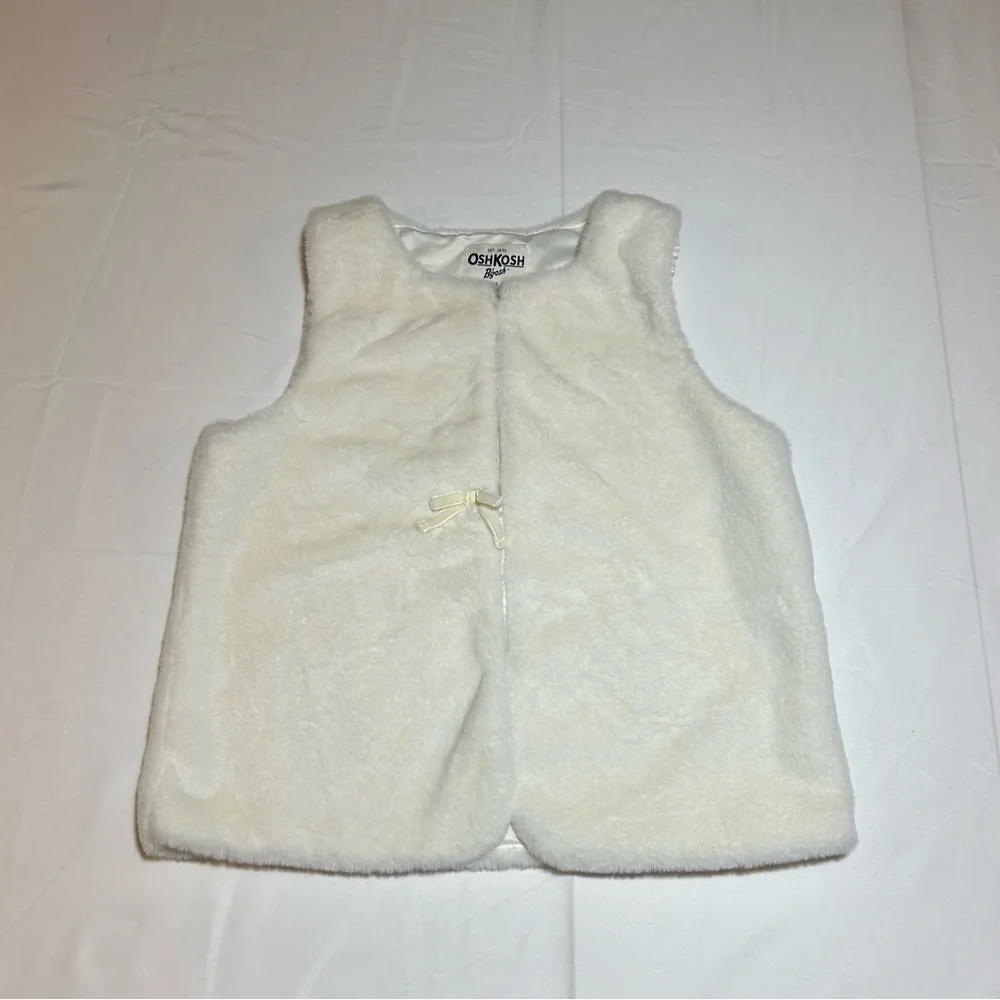 OshKosh B'gosh Girls Size 14 Ivory Faux Fur Lined Vest Sleeveless